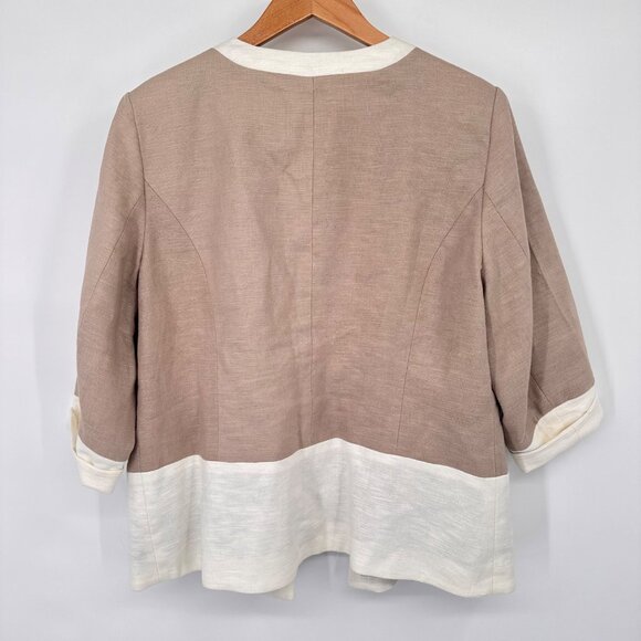 Chicos 2 Open 3/4 Sleeve Jacket Animal Print Lining Size large Beige - Picture 9 of 10